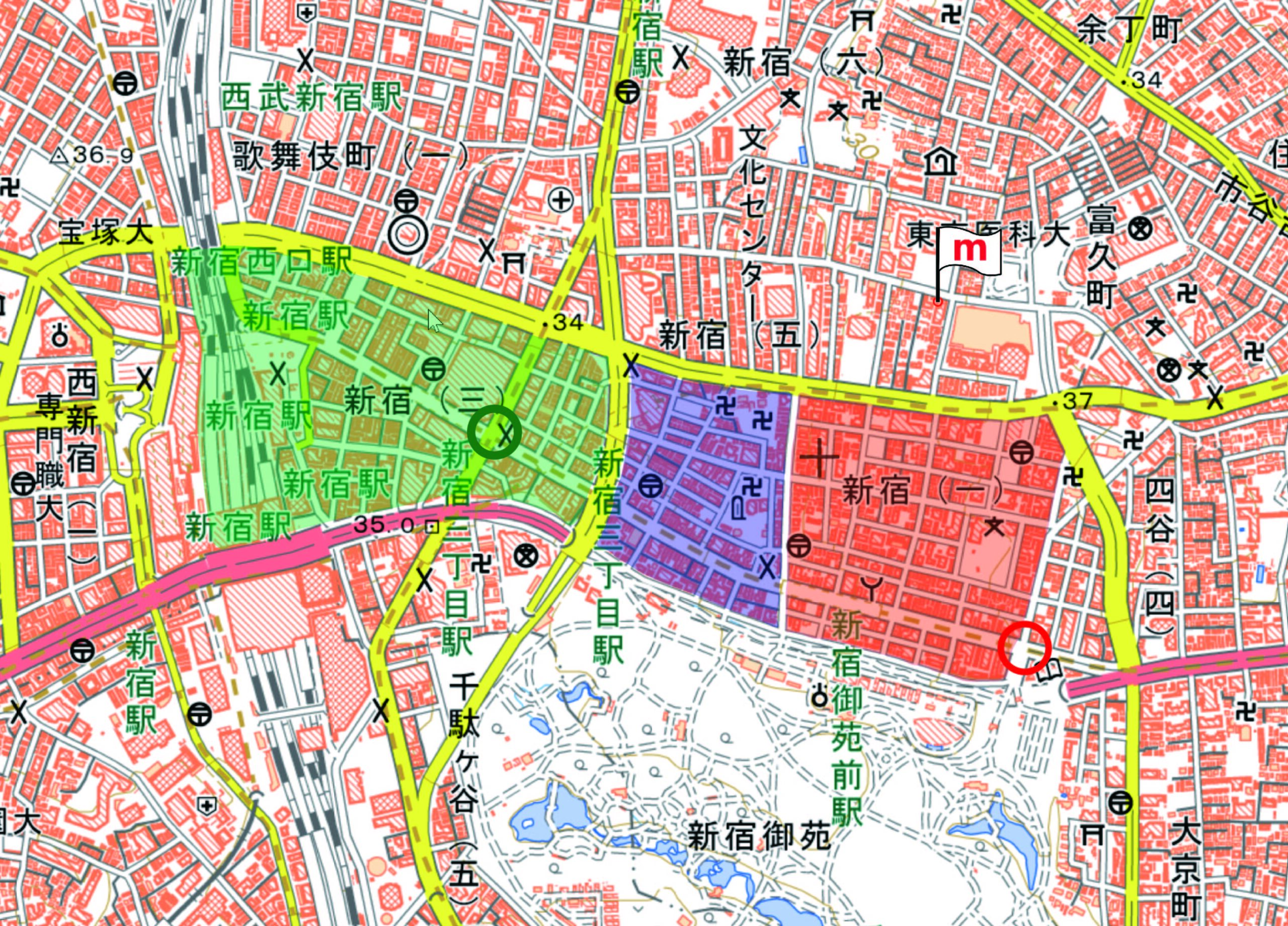 現在の新宿の地図